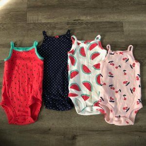 Carter’s girls sleeveless onesie t shirts 4 pack